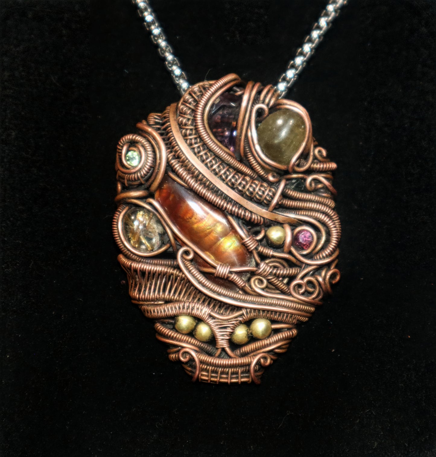Heady Stealie - Wire Wrap Pendant - Gemmy Deadhead Art